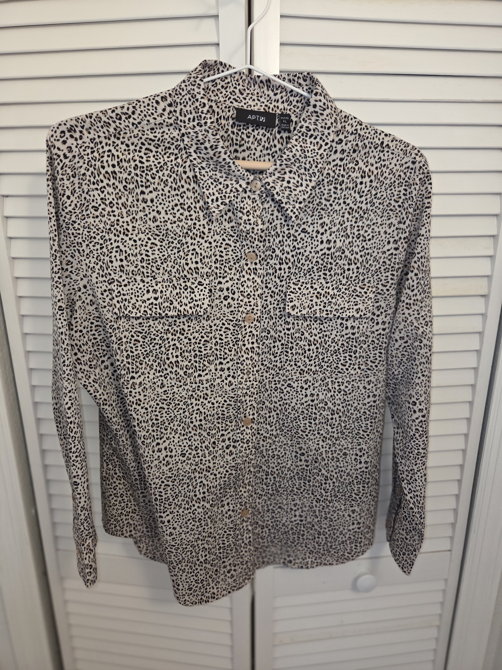 Apt. 9 Black and Cream Leopard Print Button Front Blouse